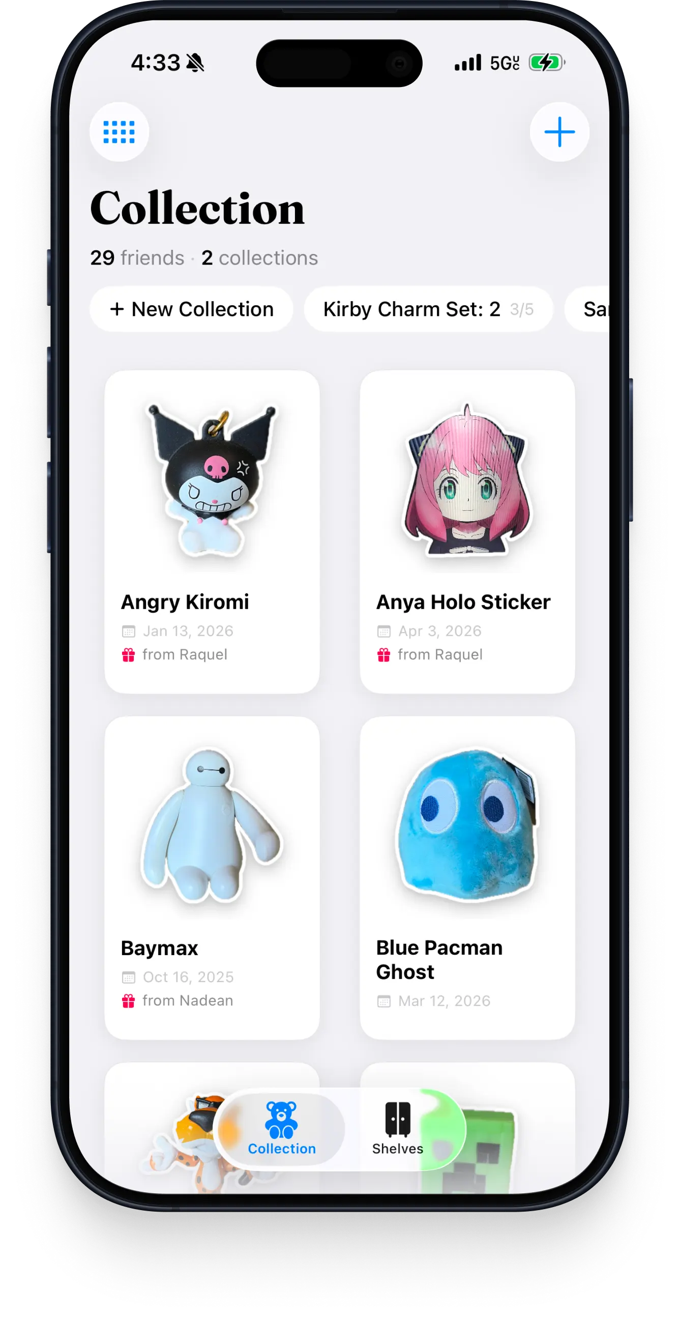 The MyPlushies app showing a collection of plushie stickers